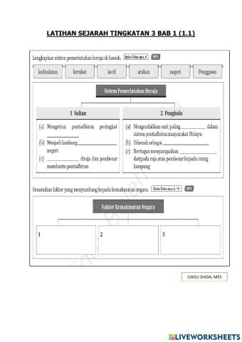 Sejarah Tingkatan 3 (Bab 1 : 1.1)