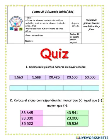 QUIZ DE MATEMÁTICAS