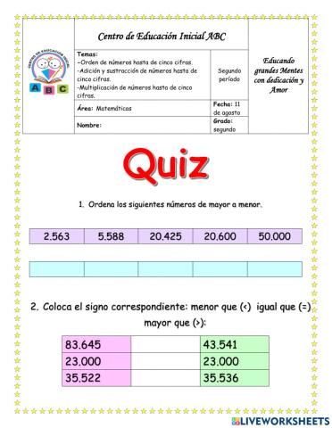 QUIZ DE MATEMÁTICAS