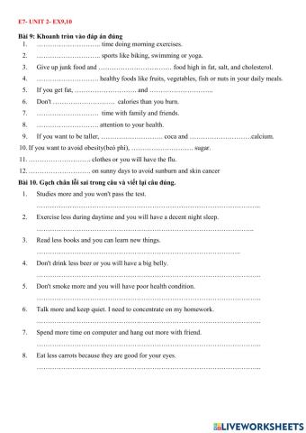 E7 unit 2 - ex9,10