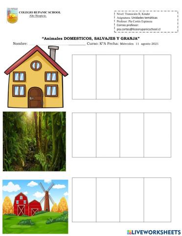 Animales domésticos, salvajes, granja