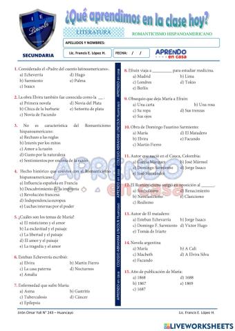 Prac. romanticismo hispanoamericano