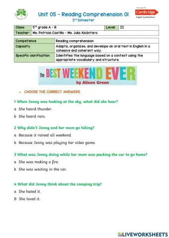 5th grade - Reading Comprehension