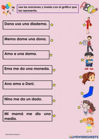 Lectura de oraciones.