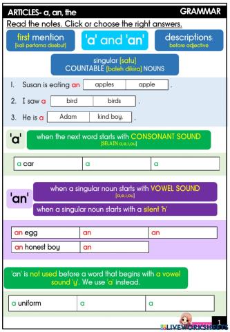 A, an, the- GRAMMAR NOTES