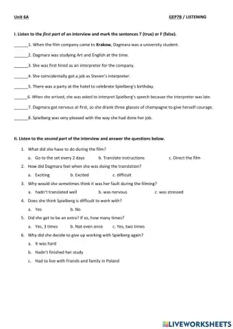 GEP7B Page 56-57 Listening Exercise