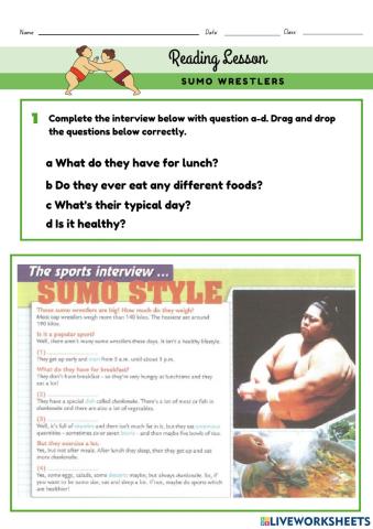 Unit 5 food & health (sumo wrestlers)