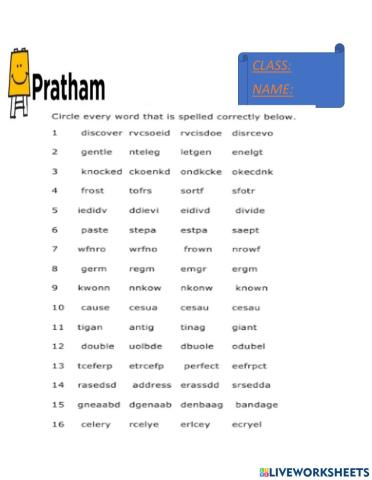Spellings of words