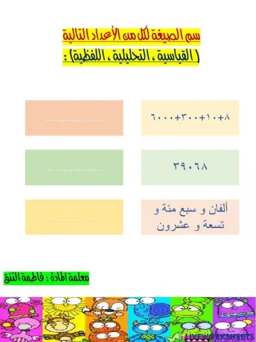 القيمة المنزلية الصيغ