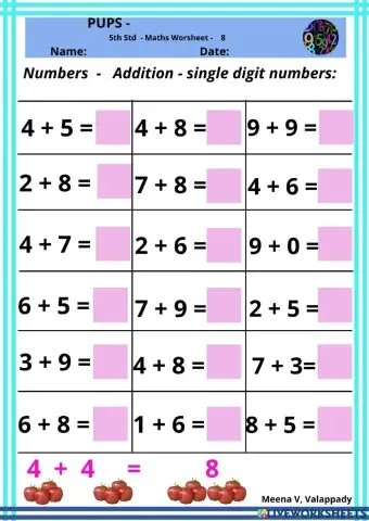 Maths numbers addition