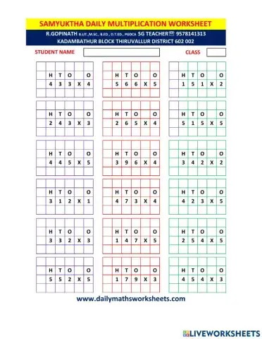 3 digit maths worksheet