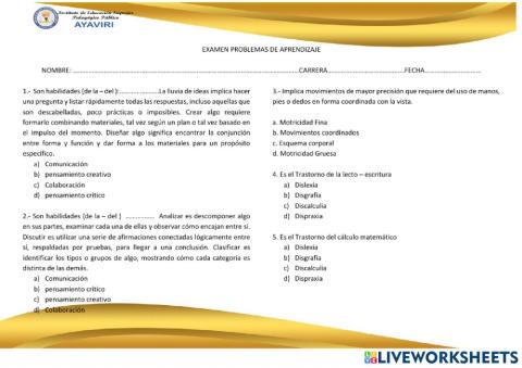 Problemas de aprendizaje