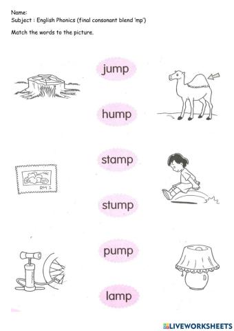 Final consonant blend 'mp'