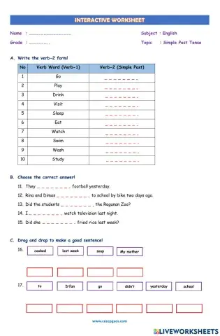 LKPD Bahasa Inggris tentang Simple Past Tense