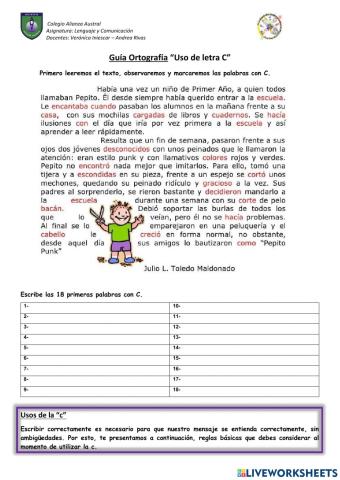 Ortografía, uso de C