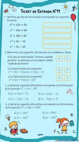TICKET DE ENTRADA 11 - Factorización trinomios