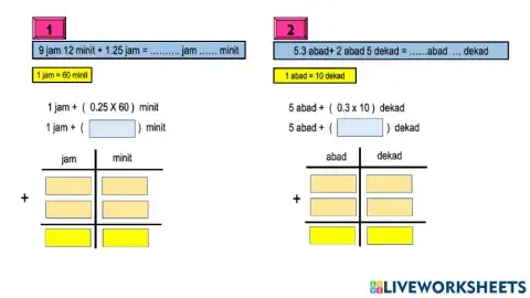 Tambah perpuluhan masa dan waktu 2
