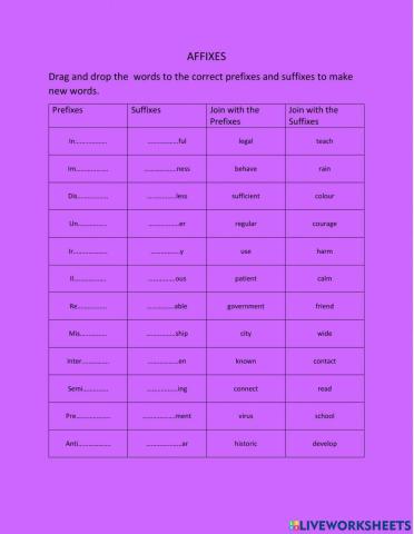 Affixes