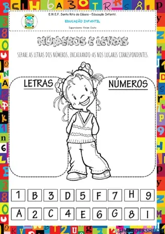 Separe as letras dos números, encaixando-as nos lugares correspondentes.