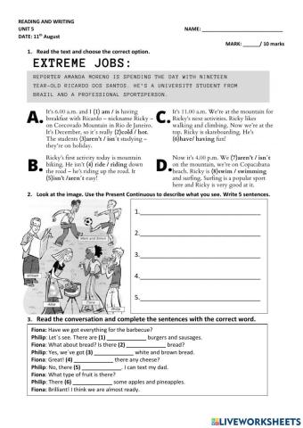 Exam-Present Continious