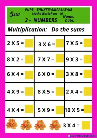 Maths numbers multiplication
