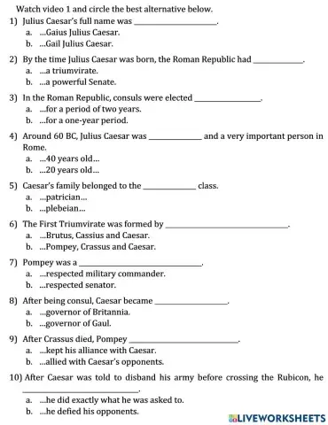 The rise of Julius Caesar