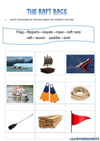 The Raft Race vocabulary