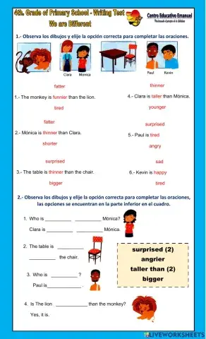 4to. Primaria. English - Test - Emanuel.