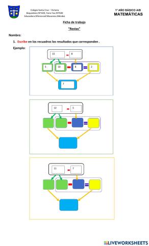 Ficha de trabajo restas