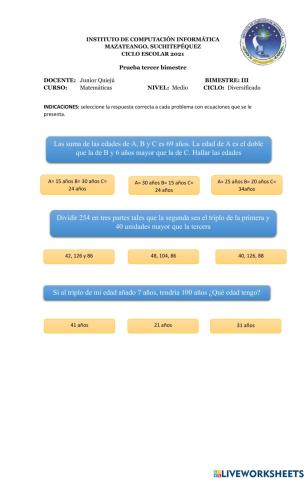 Problemas con ecuaciones