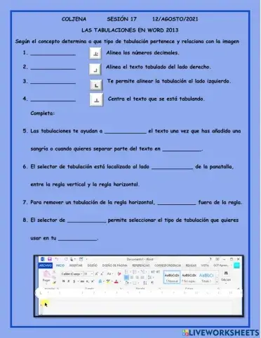 Tabulación en word 2013