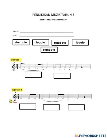 Pendidikan muzik tahun 5 - unit 8 - legato dan staccato