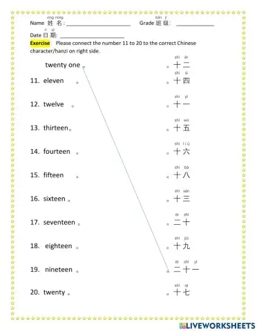 Exercise about number 11-20 ok