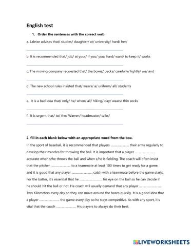 Grado 11: test subjuntive