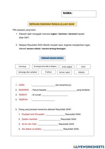 Seruan Dakwah Rasulullah SAW