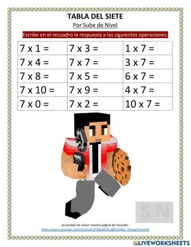 Tabla del siete con Minecraft