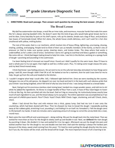 9 Literature Diagnostic Test