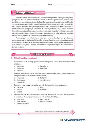 Tes Perencanaan Produksi Masal