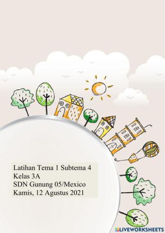 Latihan Tema 1 Subtema 4 Pembelajaran 6