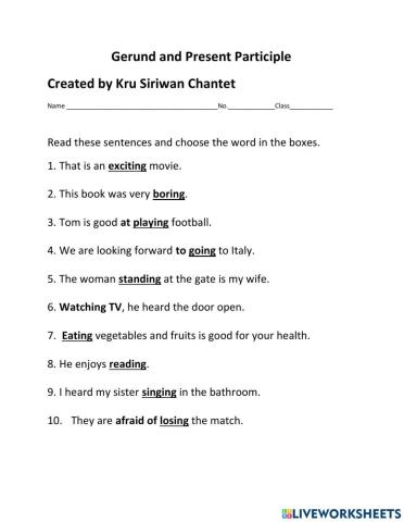 Gerund and Present Participle