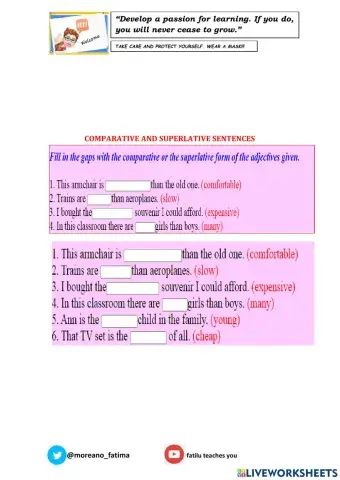 Comparative and superlative sentences