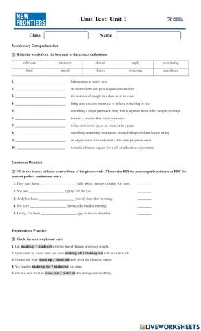 New Frontiers 4 : Unit 1 Review