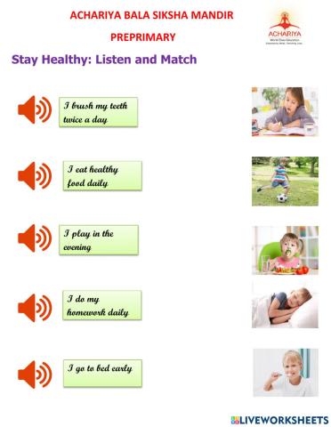 Listen and match - Stay healthy