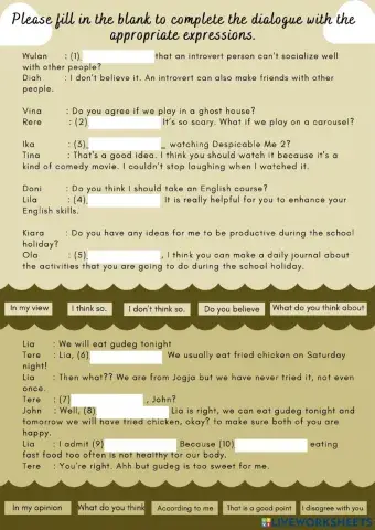 Asking For and Giving Opinion