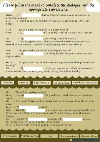 Asking For and Giving Opinion