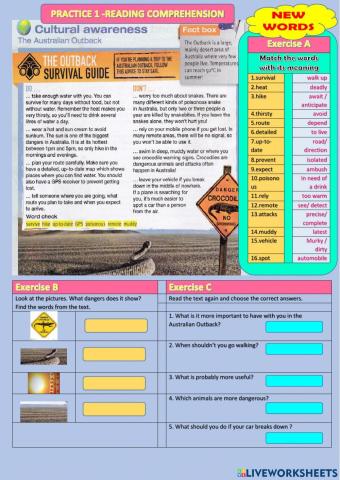Unit 9 australian outback  reading text