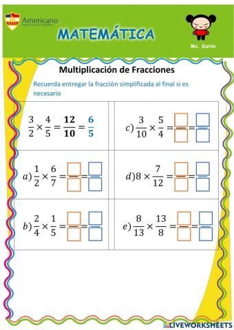 Multiplicación de fracciones
