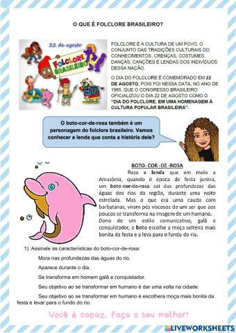 Folclore: Lenda: Boto-cor-de-rosa