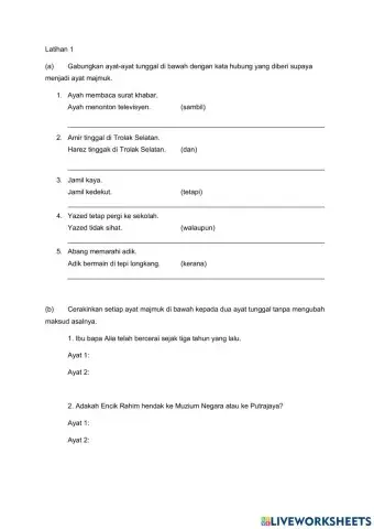 Ayat Tunggal dan Ayat Majmuk II