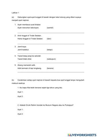 Ayat Tunggal dan Ayat Majmuk II